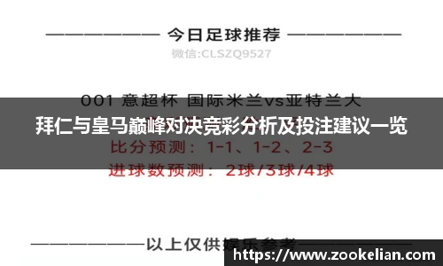 拜仁与皇马巅峰对决竞彩分析及投注建议一览