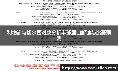 利物浦与切尔西对决分析半球盘口解读与比赛预测